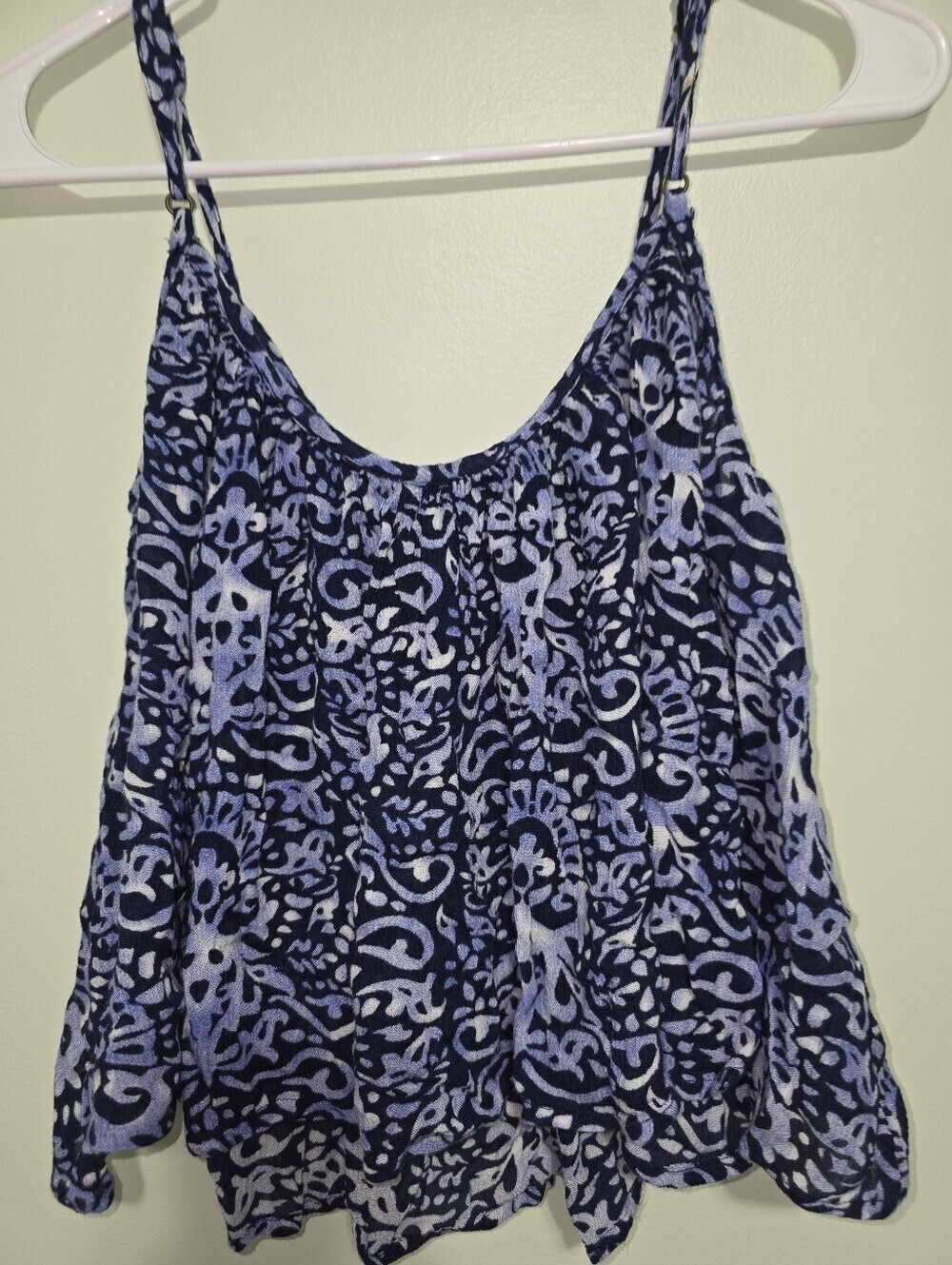 Forever 21 Navy and Light Blue Printed Spaghetti Strap Camisole - Picture 2 of 3